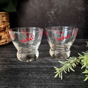 Vintage Federal Glass Lo-Ball Glasses by Eva Zeisel Pair Mid Century Barware